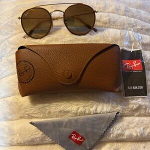 Ray-Ban Gold and Brown Sunglasses